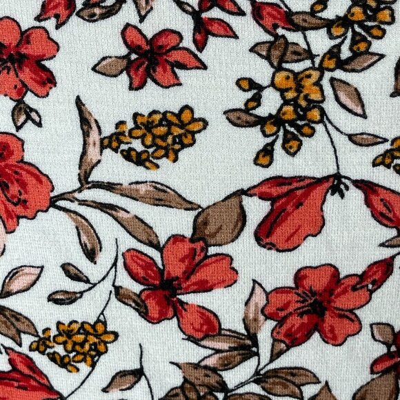 Liz Claiborne Floral T-Shirt Size L Large Coral Brown Short Sleeve - Picture 5 of 6